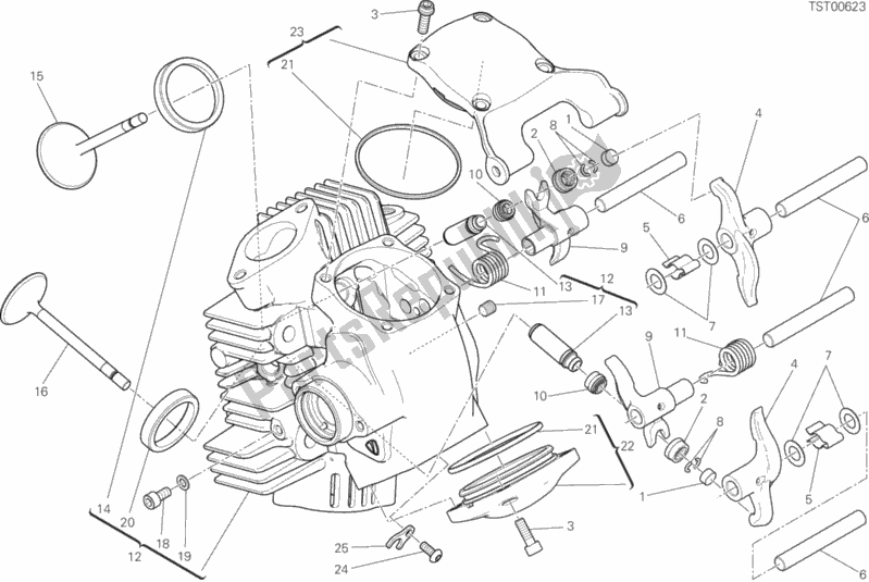 Todas las partes para Cabeza Horizontal de Ducati Scrambler 1100 PRO USA 2020